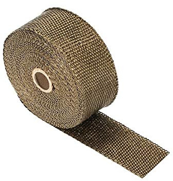 GOTOTOP Hochwertige Hitzeschutzband, Auspuffband Thermoband mit 10 Kabelbinder aus Edelstahl, Krümmerband aus Fiberglas, Temperaturtoleranz 1400° C, 1000 cm x 5 cm x 0,15 cm (Gold)