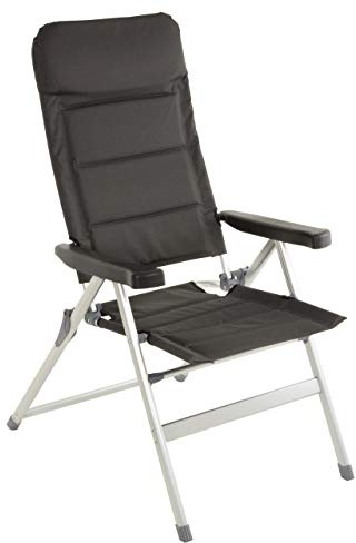 Nexos Premium Klappstuhl – gepolstert – Alu + Textilene – Farbe: schwarz grau