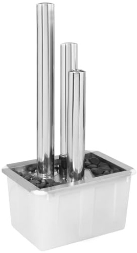 vidaXL Gartenbrunnen mit LED Beleuchtung Säulenbrunnen Springbrunnen Garten Deko Brunnen Zierbrunnen Wasserspiel Silbern 48x34x88cm Edelstahl