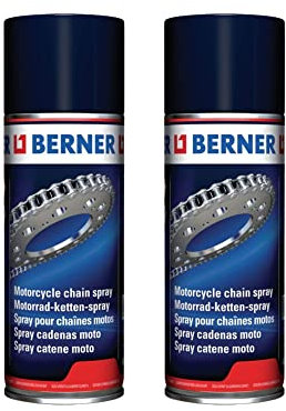 Berner 2 Pezzi Grasso Spray per Catena Moto Trasparente 400 ML LUBRIFICANTE PULITORE