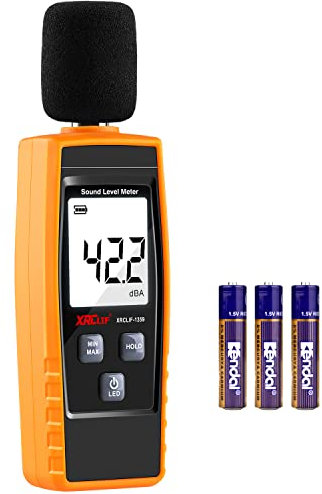 Digitaler Schallpegelmesser, Handgerät, SchalldB-Meter mit programmierbarer Alarmwerte-Funktion, 30-130dB(A) Dezibel Schallgeräuschmessgerät Tester Messung mit LCD Anzeige, Max/Min/Hold-Funktion