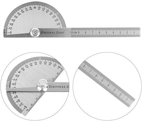 BIGKASI Grad Winkelmesser 2 in 1 Winkelmesser Edelstahl Gradmesser Universal 0-180 Winkel Messen & Lineal Abnehmbares Messgeräte für Heimwerker Studenten Ingenieur Hausgestaltung Zimmermann Rahmen