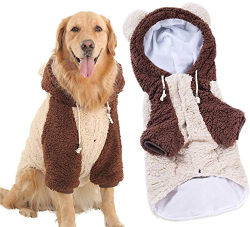 Hundemantel Fleece Pullover mit Beinen und Mütze, Haustier-Hundepullover Warmer Winter-Hundemantel Niedliche Hunde-Pyjamas-Kleidung für Kleine, Mittlere und Große Hunde ( Color : Beige , Size : 3xl )