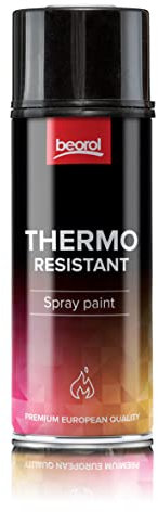 Thermolack 400 ml Ofenlack schwarz matt hitzebständiger Lack bis + 800°C Auspufflack schwarz matt Grill lack feuerfeste Farbe für Grill