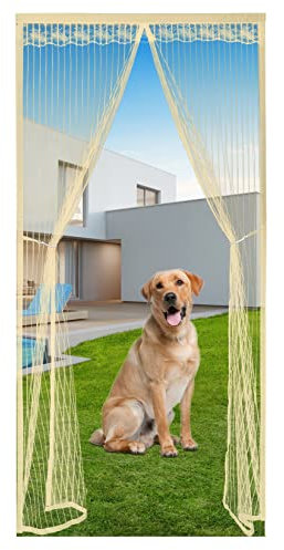 Eouyt Fliegengitter balkontür 120X230cm Fliegengitter Fenster tesa Rahmen tür ohne Balkon Magnet fliegengitter Küche, Schiebetür, Beige