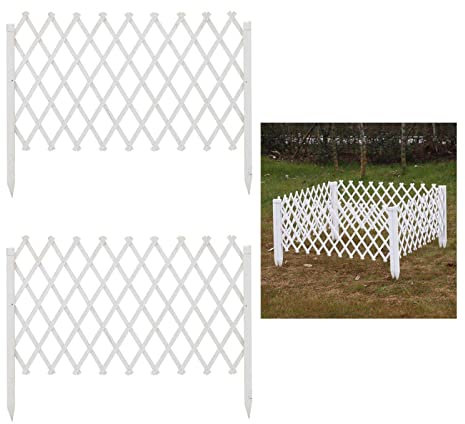 2PCS Vallas Piscina Vallas De Obra - Valla De Madera Extensible para Mascotas, Valla Trepadora Extensible para Plantas, Pantalla De Valla De Privacidad Enchufable para Exteriores, Blanco