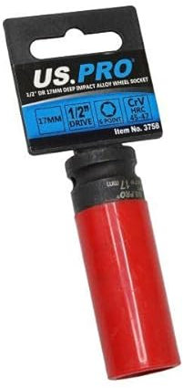 US PRO Tools Single 1/2 Dr 17mm Deep Impact Alloy Wheel Socket 3758