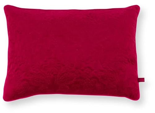 PiP Studio Kissen Quiltey Days, unifarbener Samt, eine Seite Bestickt/eine Seite glatt, Größe 50x35 cm, (Dark pink)