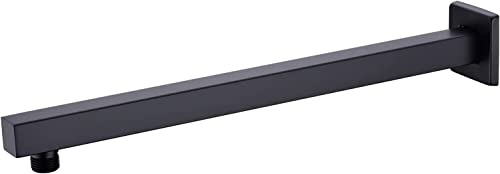 VIGIME 16 Inch Shower Arm, Rain Shower Head Extension Extender with Flange and Teflon Tape, Made of Thicken Stainless Steel for Bathroom Rainfall Showerhead (Matte Black)