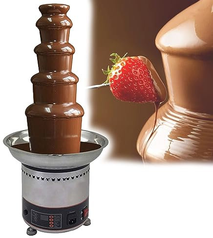 4/5/6/7-Tier Chocolate Fountain Large Fondue Sets for Sweet Treats, Fruits, Nuts or Party, Wedding, Commercial Electric Chocolate Fountain Machine Chocolate Fondue Set for Party and Birthday,5Tier