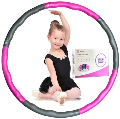 LETAO Aro de fitness para niños de 3 a 8 años | Aro de fitness gris rosa para niños, se puede desmontar, incluye instrucciones electrónicas (idioma español no garantizado)