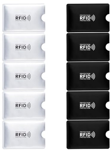 SLEEKEE 10 blocs de tarjetas de crédito, protección RFID, funda para tarjetas de crédito, protección RFID, bloqueo NFC, plata, negro, talla única, contemporáneo, plata y negro, talla única, plata y