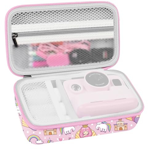 Leayjeen Custodia per Macchina Fotografica Istantanea per Bambini, Compatibile con CAMCLID/TIATUA/Gofunly/uleway e Carta da Stampa, Compleanno per bambini (solo custodia) Unicorno Rosa