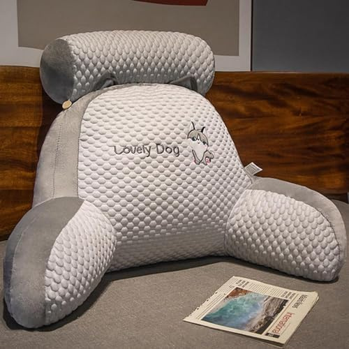 COMOCE Kuschelkissen für Erwachsene Ruhekissen für Bett, Rückenstützkissen,mit Armlehnen Weicher Bettsitz Gaming-Kissen Abnehmbares Rückenstützkissen für Bett Sofasessel,Lovely Dog-70×50×30cm
