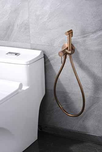 MICE - Grifo Monomando de Bidet Empotrado - Ducha Higienica empotrado - Griferia de baño de bide para agua caliente/Frio Serie LIne Oro Rosa Cepillado - RDD038/ORC