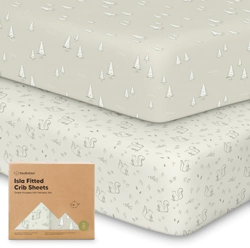 2-Pack Bambus-Bettwäsche für Jungen, Mädchen - 70x130 Jersey-angepasste Bettwäsche, Bio-Babybettwäsche Neutral, Babybettmatratzenblatt, Unisex-Bettwäsche für Kleinkinder (Pine Grove)