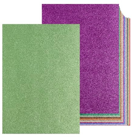 20 Blatt buntes Glitzer-Kartonpapier, 20 Farben, A4, dickes Glitzer-Bastelpapier für Sammelalben, Bastelprojekte, Grußkarten, Hochzeit, Geburtstag, Party, Dekoration, 250 g/m² (bunt)