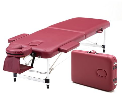 WQZStar Professionelle klappbare Massageliege aus Memory-Schaum, tragbar, mit Tragetasche, mit höhenverstellbarer Armlehne, Tragetasche (Braun 185 * 70 cm) (Schwarz 185 * 60 cm) (Rot 185 * 70 cm)