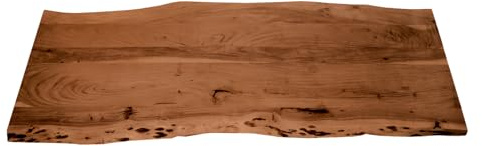 SAM Holzplatte 180x60 cm Tom, Tischplatte aus Akazienholz massiv + nussbaumfarben, Baumkanten-Platte für Heimwerker, geeignet für Arbeitsplatten, Tische & Fensterbretter