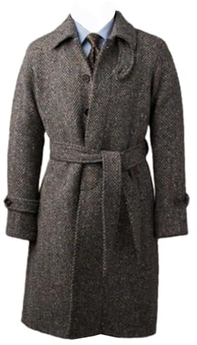 Lacoac Hombre Abrigo Vintage de Espiga Abrigo Largo de Lana Blazer de Invierno cálido