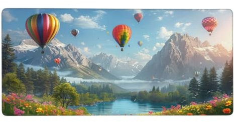 Gaming Mauspad Heißluftballon Mauspad groß XXL XXL Mousepad Landschaft Mauspad Gaming Zubehör mit Anti Rutsch Basis Mouse Pad Wasserdicht und Langlebig für Maus und Tastatur, Zimmer Gaming deko