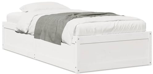 Sufrk Massivholzbett ohne Matratze Weiß 90x190 cm Holz Bett Massivholzbett Bed Frame Bettgestell Bett Holz Kiefernholz - 846844