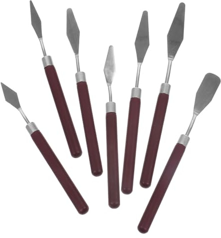 NUOBESTY 7pezzi Spatole Per Pittura Da Raschietti in Legno e Inossidabile Per Miscelare Colori Strumenti Per Dipingere e Modellismo