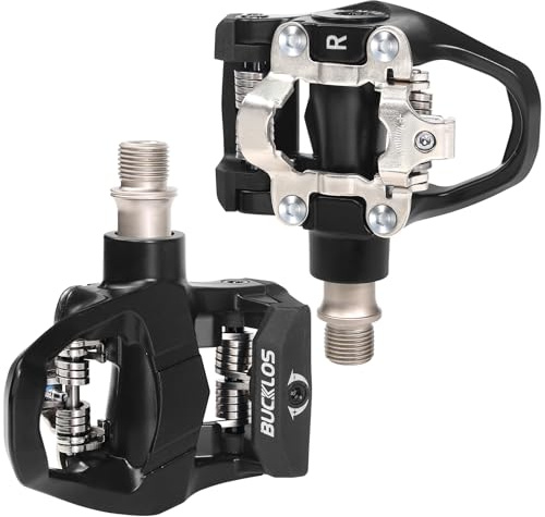 BUCKLOS Look Delta SPD Spin Bike Fahrrad-Pedale – kompatibel mit Peloton & Shimano SPD Fit Aluminium Rennrad / Indoor Outdoor Radfahren (9/16 Zoll Clips Pedal Ersatz)