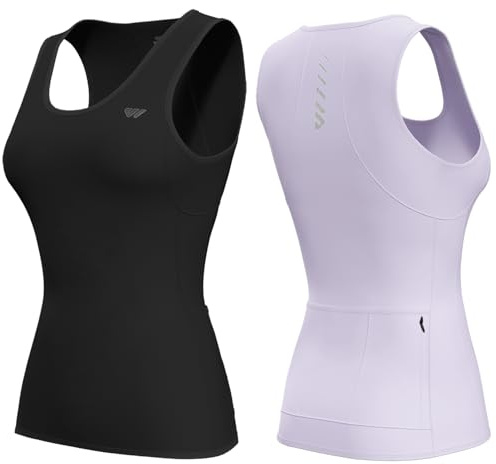 Fahrradtrikot Damen äRmellos,Radtrikot Atmungsaktiv Rennrad Trikot Fahrradshirt Mountainbike Frauen Sport Shirts FüR Damen Tank Top Taschen Schwarz-Lila S