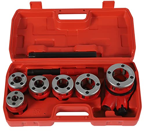 6 Piece Rohrgewinde-Kit 1/4, 3/8, 1/2, 3/4, 1, 1-1/4 Ratchet Pipe Threading Kit Rohr Gewindeschneider Set für Rohren von Verzinktes Rohr, PPR-Rohr, Kupferrohr manuelle Rohrgewindeschneidsatz