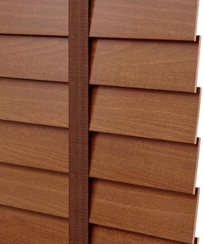 Jalousie Holzjalousie 50mm Lamellen Jalousette Echtholz, Naturel Bambusrollo Holz jalousien, 60/70/80/90/100/110/120/130/140/150/160cm Gefiltertes Licht Jalousie Für Fenster Innen Portes(Brown)