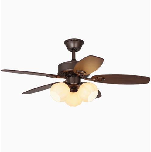 Qxmiguel Ventilatori a soffitto con luci e remoto Ventola del soffitto a Foglia di Legno Vintage Lampada a Ventola 6 velocità Colore del caffè per Camera da Pranzo Soggiorno
