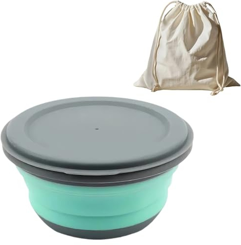 ZFFOZZ Juegos de Cuencos Plegables, Cuenco Portátil para Acampar con Tapa, Ensaladera Portátil, Lonchera Plegable para Acampar, Senderismo, Cocina y Escuela.(Green,H-7)