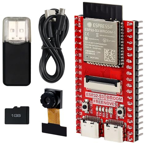 Freenove ESP32 ESP32-S3 Camera Board Kit (16 MB Flash) with 1GB Card | Dual-core 32-bit 240 MHz Microcontroller, USB-OTG Camera WiFi+BT, Python C Code, Example Projects Tutorial