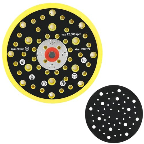 NewZC 6 Zoll Schleifteller 150mm Kompatibel mit Mirka Abranet CEROS DEROS | Schleifplatte Polierpads Set 52 Löchern 5/16 Gewinde Schleifscheiben Polierscheibe für Exzenterschleifer Winkelschleifer