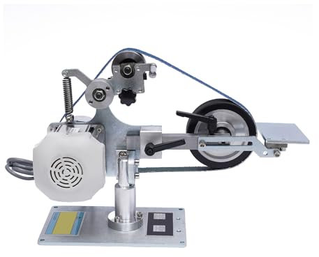 jiumxliu 0,55KW Multifunktions Band Tellerschleifer Bandschleifer Verstellbarer Bandschleifmasch, Bürstenloser Gleichstrommotor, Stufenlose Geschwindigkeitsregelung