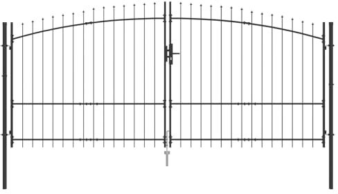 vidaXL Porte de Jardin avec Verrouillage Gris 175 x 400 cm Acier, Jardin et terrasse, barrière métallique décorative, entrée sécurisée, clôture extérieure Originale