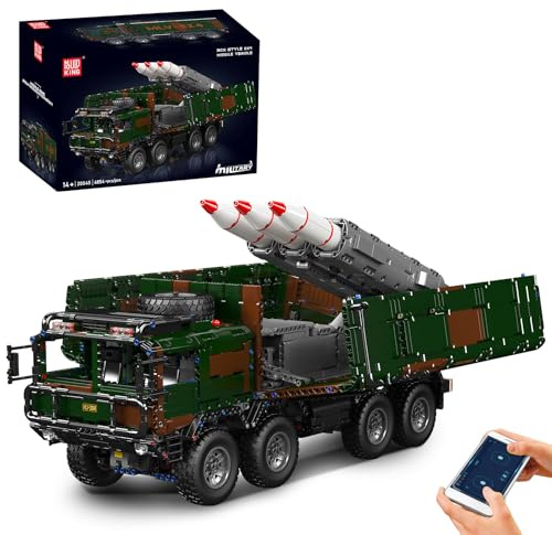 Mould King 20045 Technik MOC Baustein-Set eines militärischen Raketenfahrzeugs, ferngesteuert 8×4 Kasten-Raketen-Transporter Technologie Klemmbausteine Bausatz （4854+Teile）
