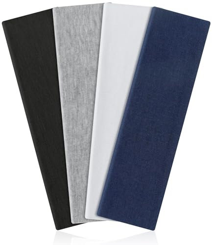 Tumurup 4 Stück Stirnband Damen Sport, Rutschfestes Haarband Damen Herren Dünn - 6cm Stirnbänder Atmungsaktive Headbands, Haarbänder Unisex, Fitness Yoga Joggen (Schwarz, Grau, Weiß, Dunkelblau)