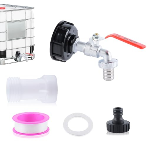 IBC Tankzubehör 1000L Wassertank Auslaufhahn IBC Auslaufhahn mit 11cm IBC Adapter S60x6 Einfache Installation