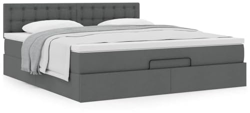 Hoodmeel Boxspringbett 180x200 mit Matratze und Bettkasten Bett 180x200 mit Matratze und Matratzentopper Polsterbett Doppelbett mit Stauraum Bettgestell mit Lattenrost-Dunkelgrau-180 x 200 cm