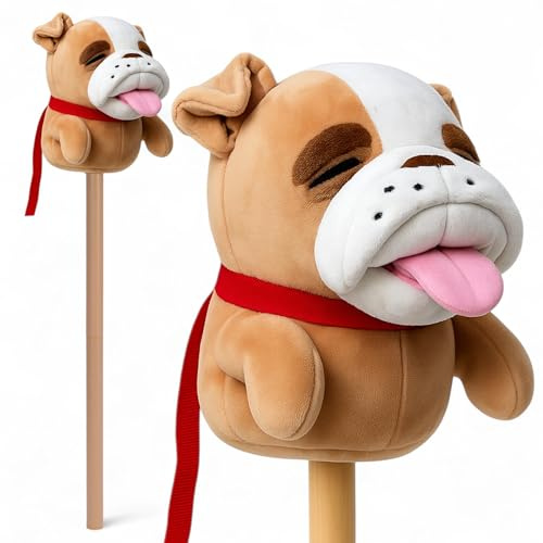 MIJOMA Hobby Horse – Caballo de peluche suave – Ideal para hobby Horsing & RPG – Acabado de alta calidad – aprox. 68 cm (Bulldog marrón claro)