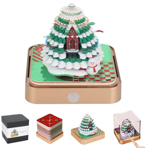 Calendario 3D 2026 con luces LED, bloc de notas 3D, papel creativo, bloque de construcción artístico, arte de papel, casa del árbol con caja de visualización, pegatinas para rasgar, decoración de mesa