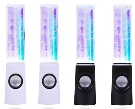 Water Speaker | White or Black Water Dancing Speaker, Liquid speakers with LED Light Show, Modern Style Dual Multimedia Music Speakers for PC, Laptop, Gaming, Home, Party, Visual Fountain Audio System