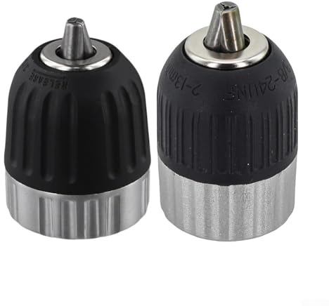 Zilimontt 2-Pack Quick Release Drill Chuck Set with 3/8-24UNF Thread, 0.8-10mm and 2-13mm Clamping Range, Metal Sleeve with Nylon Coating for Power Tools