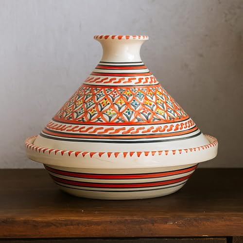 Tajine Decorativa Tunisina in Ceramica - Diametro 22 cm 0411251001 Marocco Turchia Etnico del Mondo