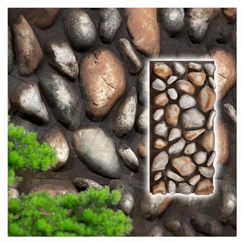 Paneles PVC Pared Baldosa de piedra de guijarros de PU para interiores y exteriores, textura realista 3D y resistente a la decoloración, tablero de yeso impermeable(C)
