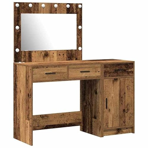 Eleganz Tocador con puerta, juego de 2 unidades de madera – muebles de dormitorio marrón 40 x 41 x 75 cm – solución de almacenamiento para dormitorio elegante