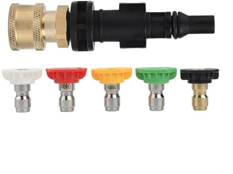 NexRen Kit adaptador de conexión rápida para lavadora de alta presión, con 5 boquillas de acero inoxidable conector de 1/4 pulgadas, con para LAVOR y para Sterwins