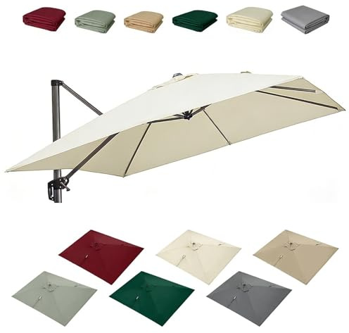 HOUKOIKBUG Telo Di Ricambio Per Ombrellone Da Esterno 3x3cm Copertura Di Ricambio Per Ombrellone Quadrato 8 Stecche Baldacchino Di Ricambio Per Giardino Piscina(Beige,3x3m/9.8x9.8ft)